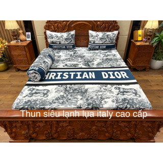 Mẫu Dior . Bộ chăn ga gối thun lạnh 5D nhận may theo yêu cầu