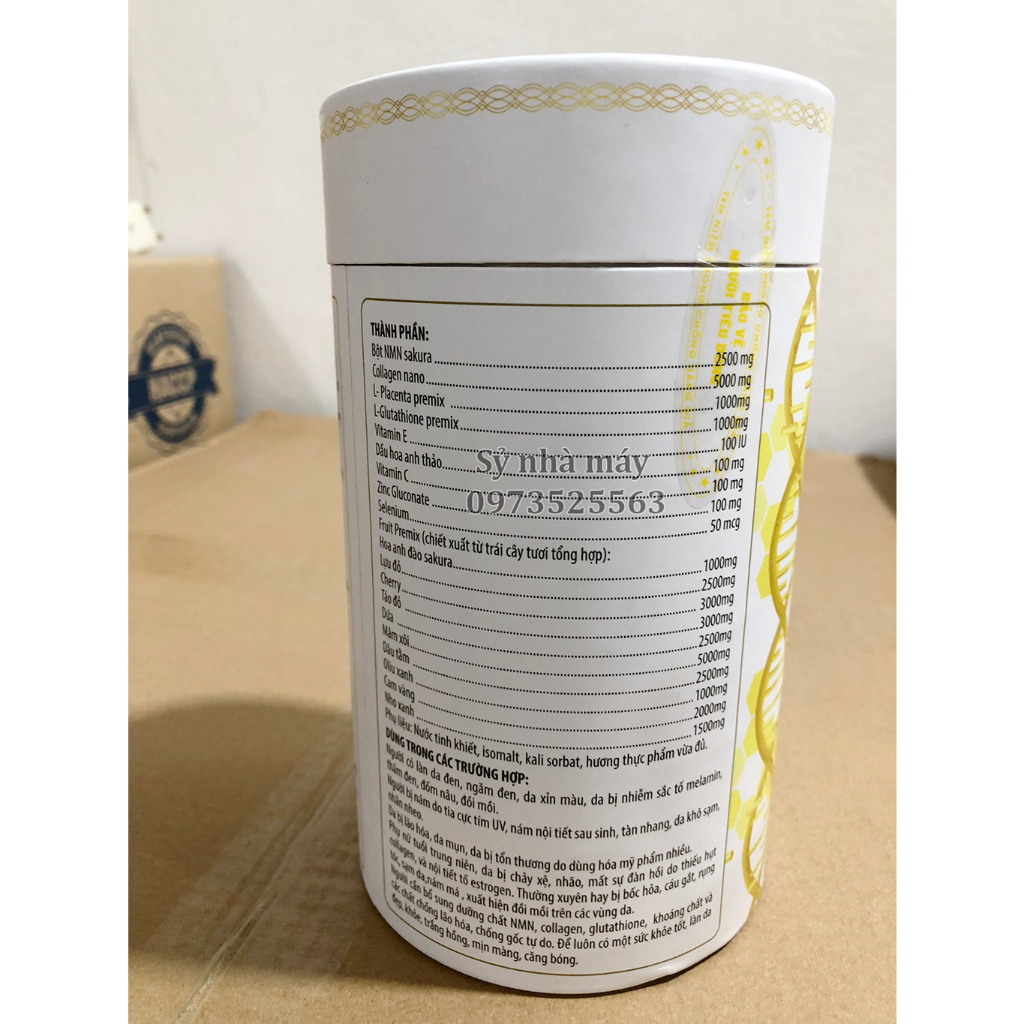 Nước uống trắng da GLUTATHION Retinol Collagen Nano Sakura giúp trắng, căng da da bật tông mờ nám hộp 20 gói