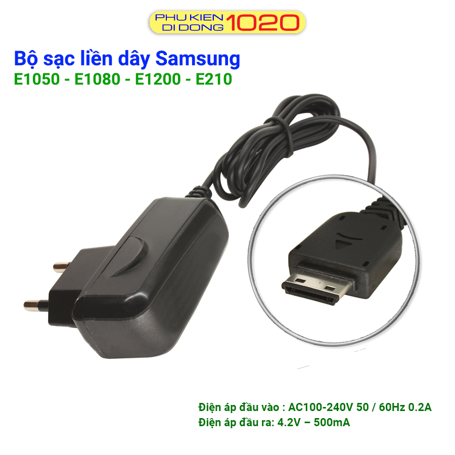 Cóc sạc liền dây Samsung E1050 E1080 E1150 E1200 E1200Y C3510 - Sạc không nóng máy, không gây hại cho pin