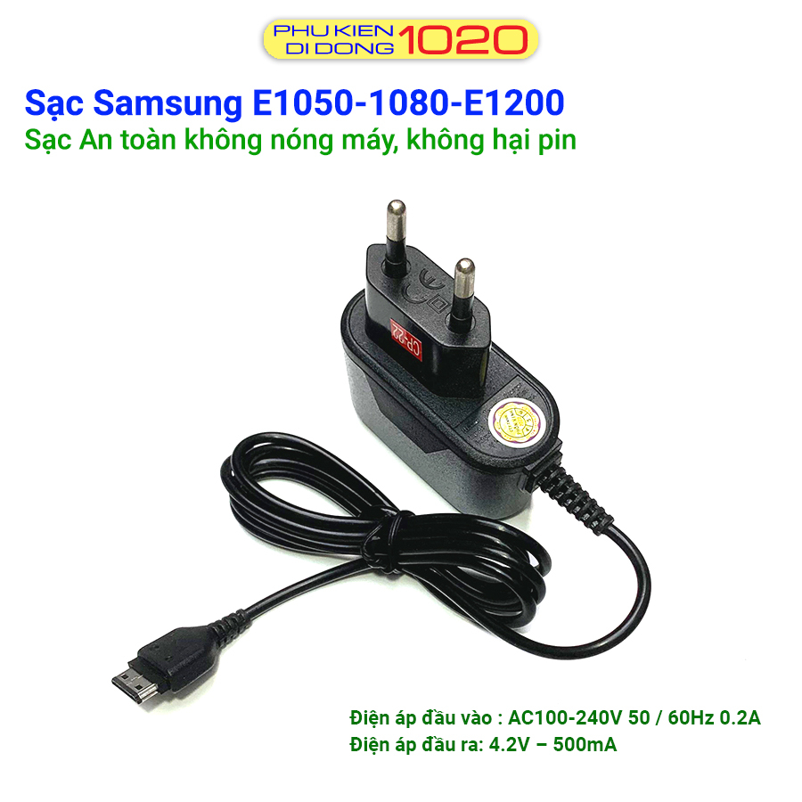 Cóc sạc liền dây Samsung E1050 E1080 E1150 E1200 E1200Y C3510 - Sạc không nóng máy, không gây hại cho pin