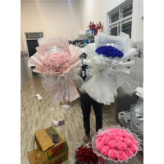 BÓ HOA SÁP 30 BÔNG HÀN QUỐC  XẾP TRÁI  Tim quà tặng valentine 14/2, kỷ yếu tốt nghiệp giá rẻ