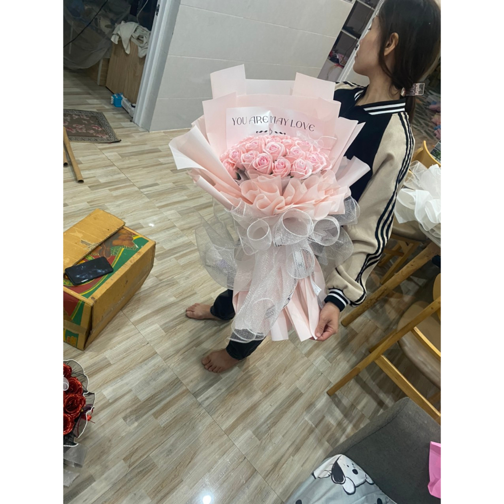 BÓ HOA SÁP 30 BÔNG HÀN QUỐC  XẾP TRÁI TIM GÓI GIẤY XỊN KHÔNG NHĂN GÓI THEO YÊU CẦU GIÁ RẺ