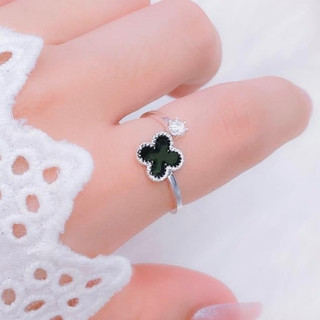 Nhẫn cỏ bốn lá đen bạc ta - Nhẫn cỏ 4 lá bạc ta - Nhẫn nữ cỏ 4 lá bạc ta - Vàng bạc Khải Khải