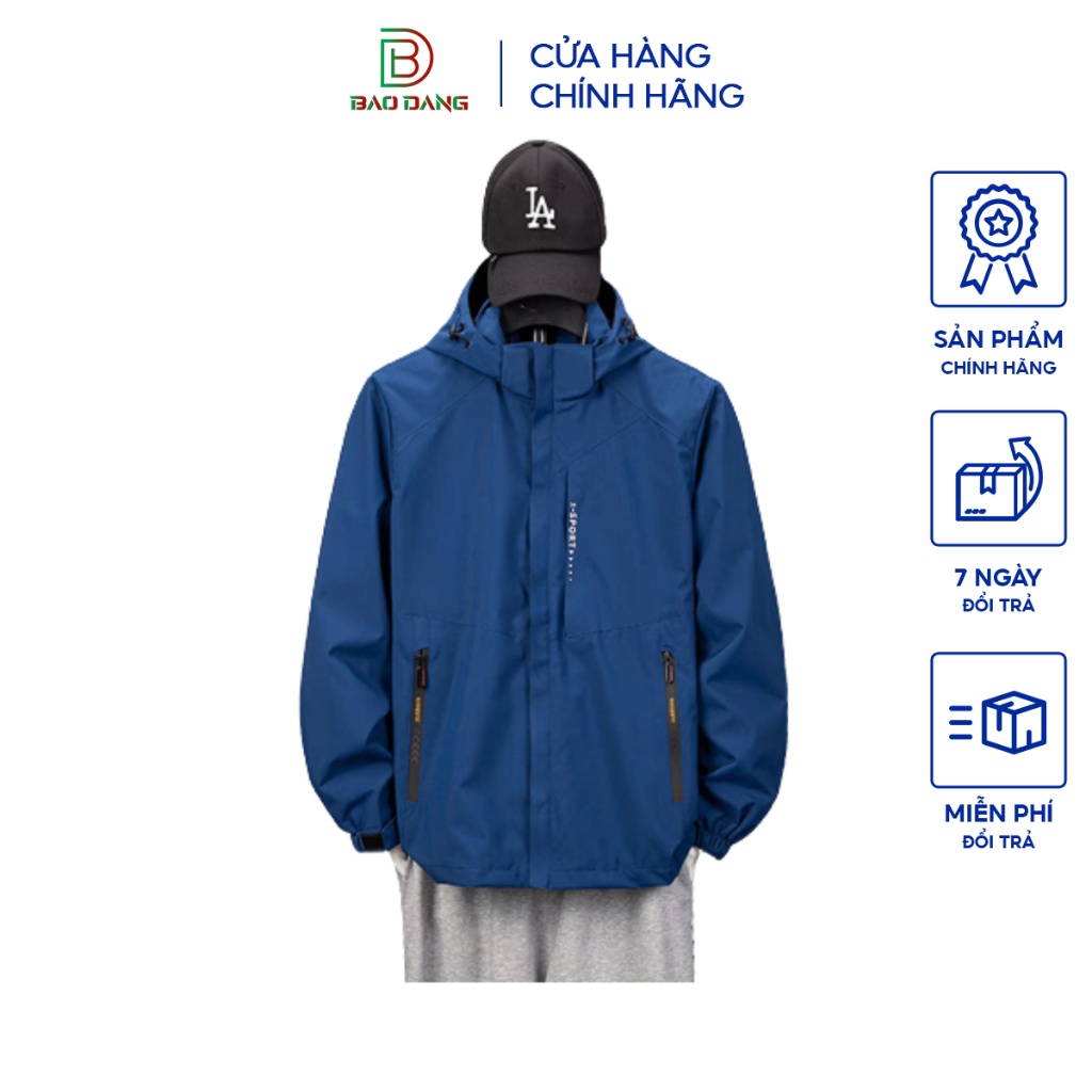 Áo khoác gió trượt nước kết hợp 3 túi dây kéo và nón tháo rời đa năng siêu phẩm 2023 5 màu Bảo Đăng.
