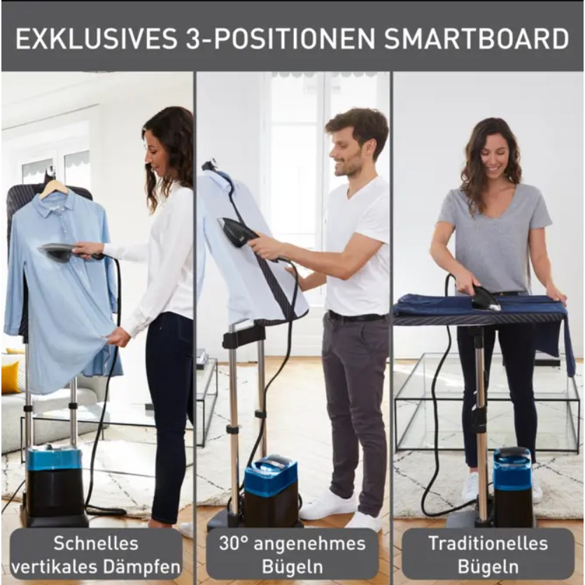 Bàn là cây hơi nước TEFAL Ixeo Power QT2022 Nội Địa Đức, Bàn ủi đứng thông minh cao cấp made in France GermanySnT 20068