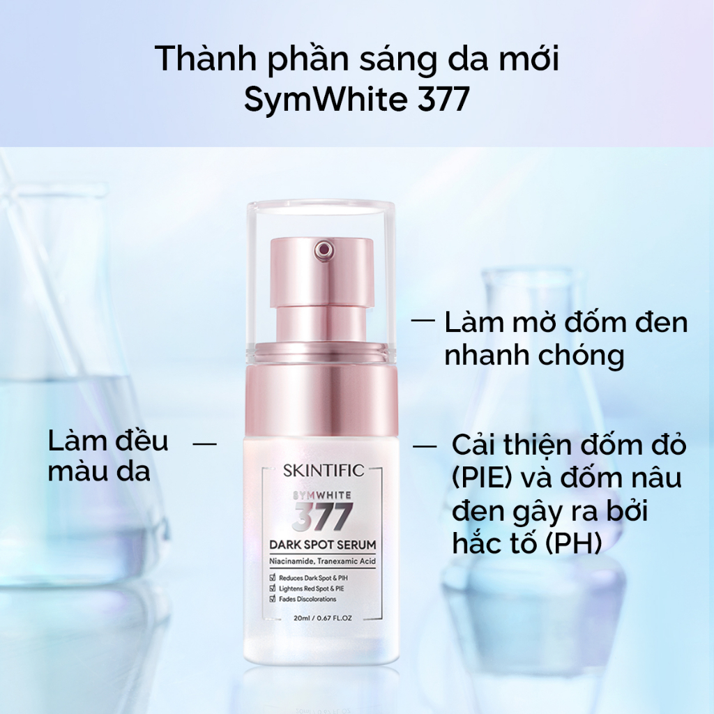 Combo mặt nạ sáng da Mặt nạ đất sét ngải cứu 55g + Serum cải thiện đốm đen SymWhite 377 SKINTIFIC 20ml