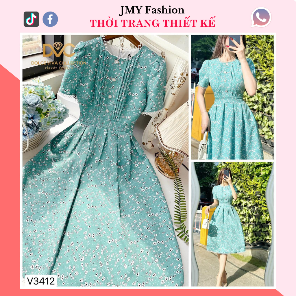 váy đầm hoa nhí dáng dài, đầm dự tiệc nữ tính