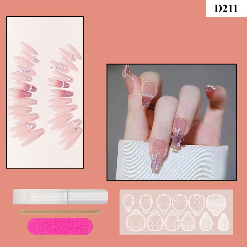 Móng Tay Giả Đính Đá Pretty Nail Box 24 Móng Kèm Keo Giá Rẻ