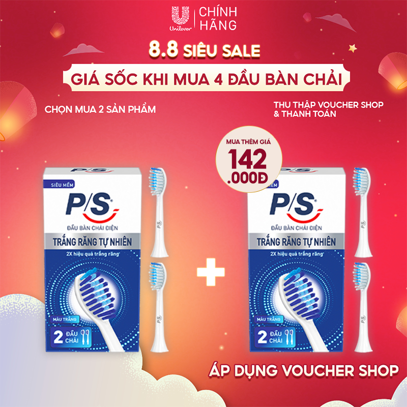 Bộ 2 đầu bàn chải điện P/S - Trắng Răng Tự Nhiên