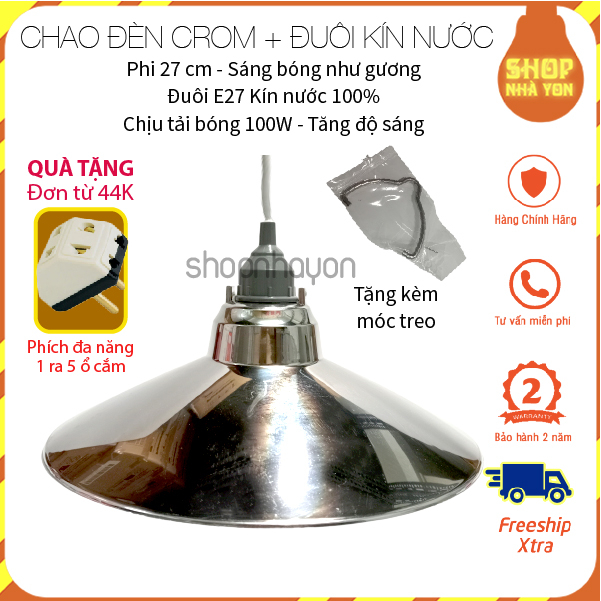 Chao đèn Nival kèm đui kín nước E27 chống nước phản xạ ánh sáng tốt, chống mưa chống nước bảo hành 12 tháng