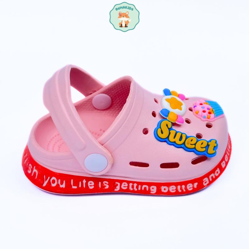Dép cho bé, sục bé trai, dép bé gái siêu nhẹ chống trơn trượt sticker ngộ ngĩnh Bunakids D3.0