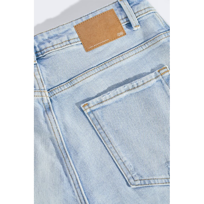 Quần jean xanh nhạt Zara authentic RIPPED SLIM FIT WITH TOPSTITCHING size 30