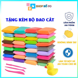 Đất sét tự khô - Đất nặn không dính tay an toàn cho bé, nhiều màu tặng kèm dao cắt tạo hình