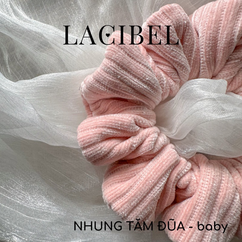 Scrunchies LACIBEL dây buộc tóc vải nhung tăm đũa