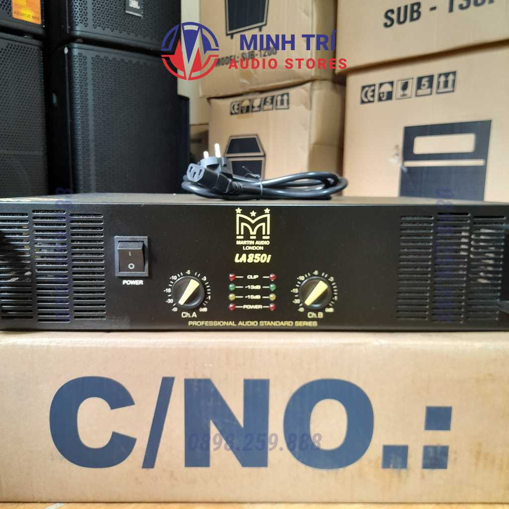 Cục Đẩy Công Suất 2 Kênh Martin 3 Sao Hàng Bãi 2X850W, 28 Sò Bù Áp-16 Sò Lớn, 8 Tụ Lọc, Nguồn Xuyến - Minh Trí Audio
