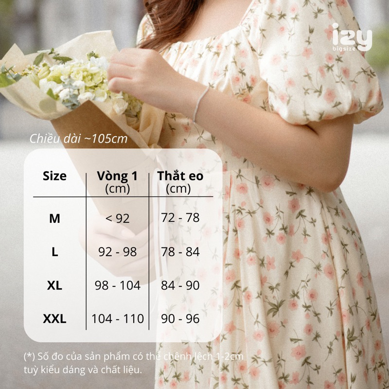 VÁY ĐẦM BIGSIZE HOA XƯỚC THÁI - 23V30 VÁY MƠ - IZYBYNHI