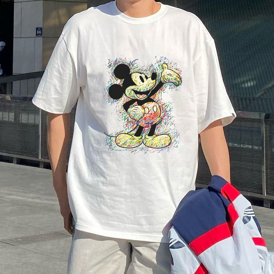 Áo Thun Unisex Chuột Mickey Đáng Yêu Cá Tính Trẻ Trung Form Rộng Chất Vải Mềm Mịn Thoáng Mát