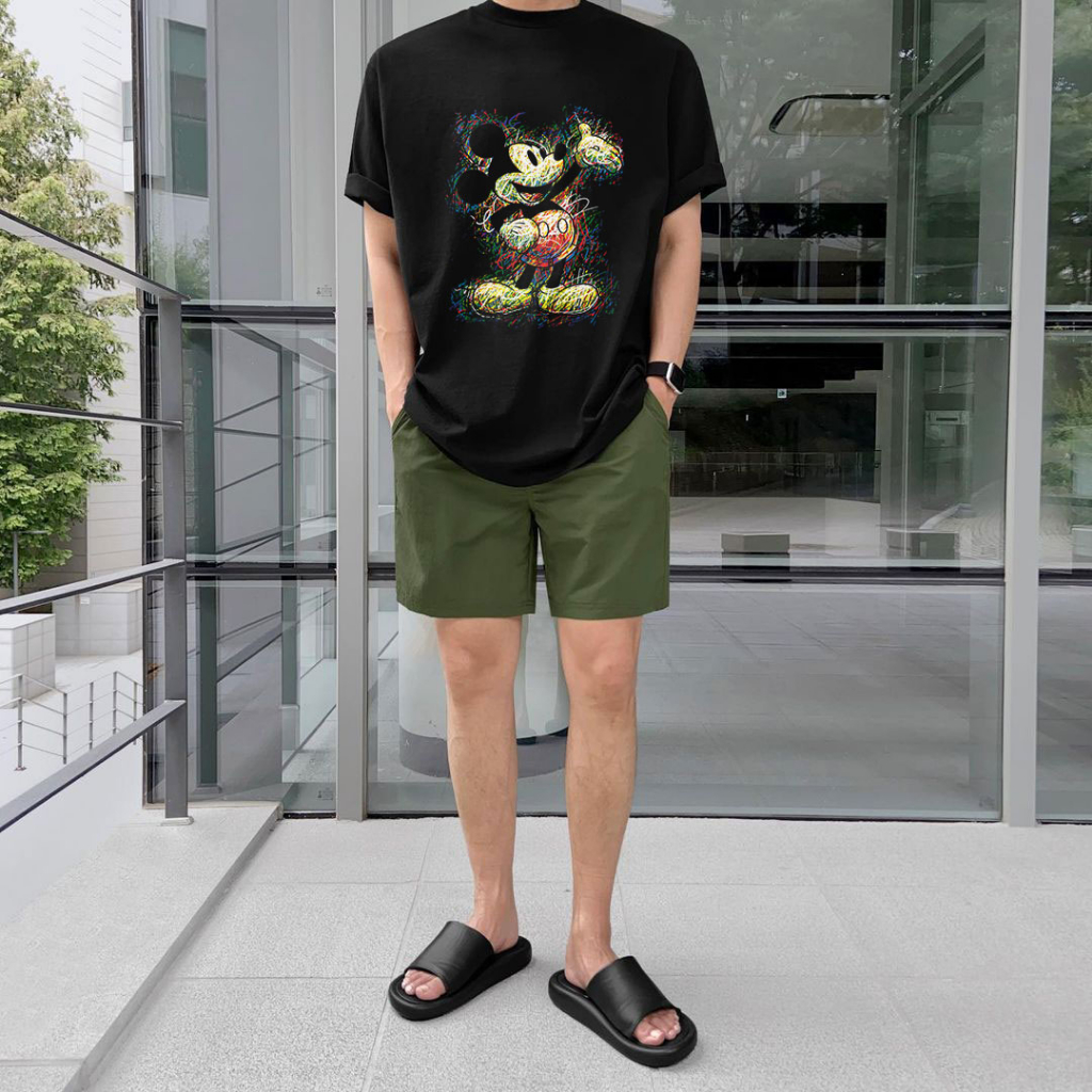 Áo Thun Unisex Chuột Mickey Đáng Yêu Cá Tính Trẻ Trung Form Rộng Chất Vải Mềm Mịn Thoáng Mát