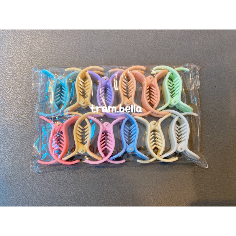 Vỉ kẹp tóc càng cua 5 răng 3 răng màu nhám bầu cao cấp tram.bella