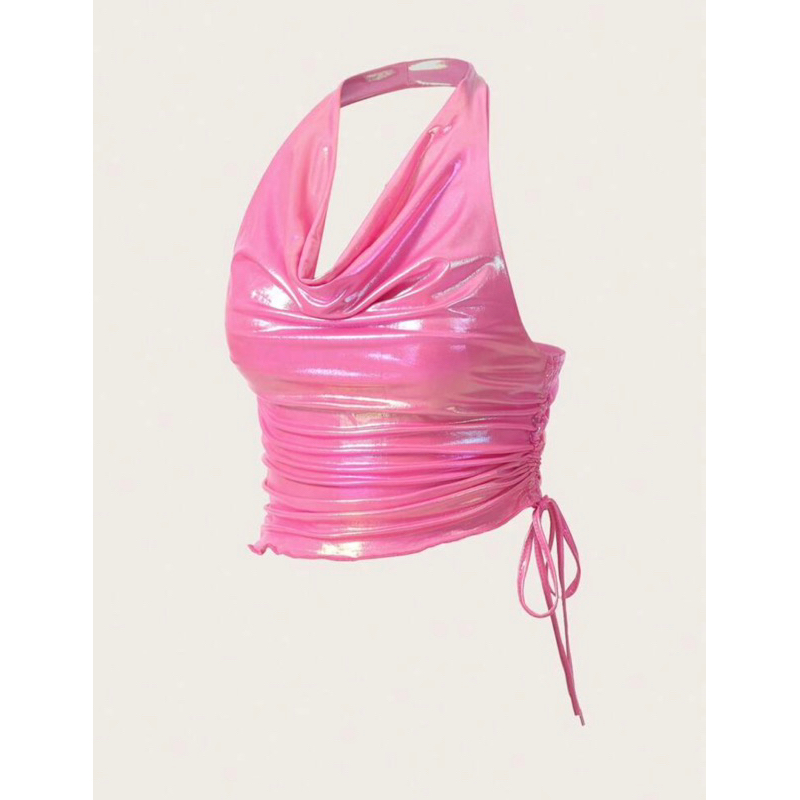 Áo croptop nữ không tay hở lưng dáng ôm lấp lánh BLING BLING thắt dây vạt chéo thời trang mùa hè gợi cảm quyến rũ sexy 🩷