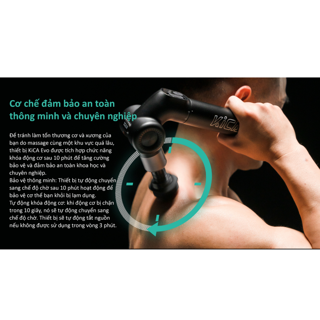 KICA EVO - Máy massa cầm tay điều chỉnh 6 góc linh hoạt sử dụng 6 đầu massa có đầu nén nóng giúp massa nhanh