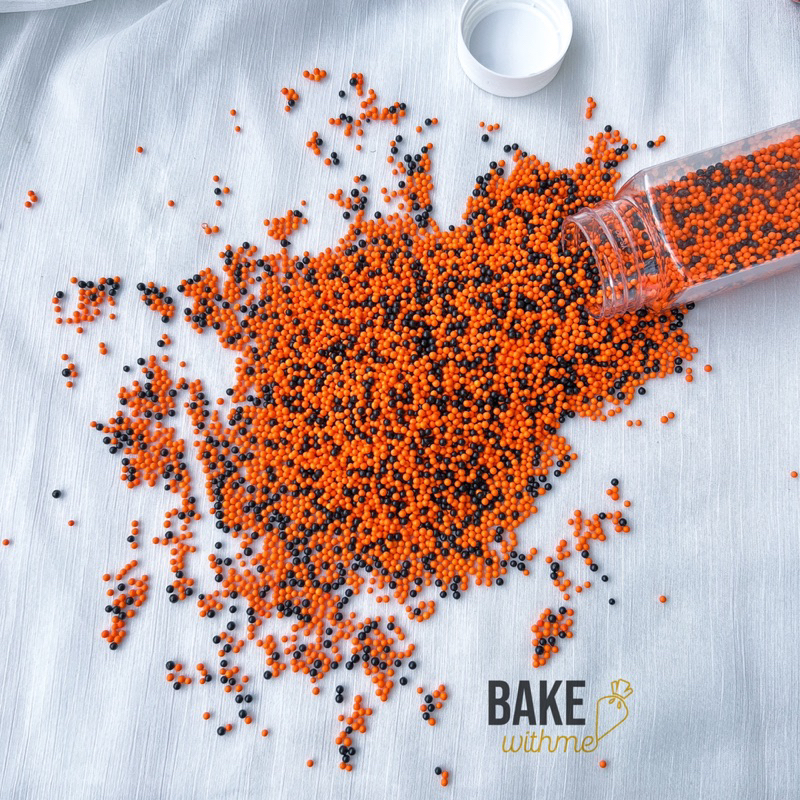 Kẹo bi đường, cốm trang trí, kẹo bông đường cam đen cho Halloween để trang trí bánh kem, bánh sinh nhật, donut, cupccake