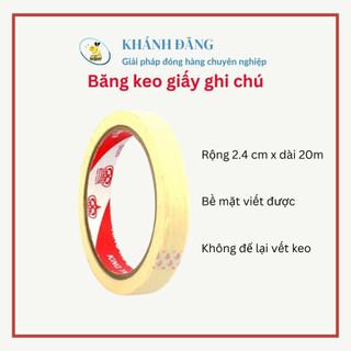 Băng keo giấy ghi chú dùng ghi tên sản phẩm, ghi mã vận đơn cuộn 2.4cmx20m