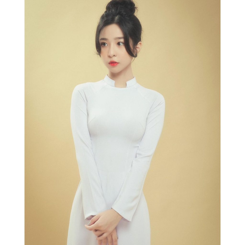 Áo dài học sinh cổ vuông hở, hotgirl - Trang Lily Áo Dài