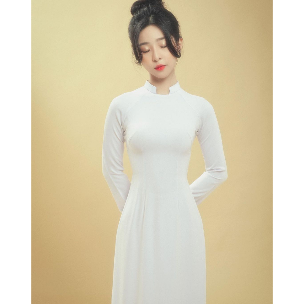 Áo dài học sinh cổ vuông hở, hotgirl - Trang Lily Áo Dài
