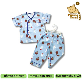 Pijama tay ngắn cho bé vải Thô cotton hút mồ hôi nhiều mẫu ngộ nghĩnh size 10-40kg