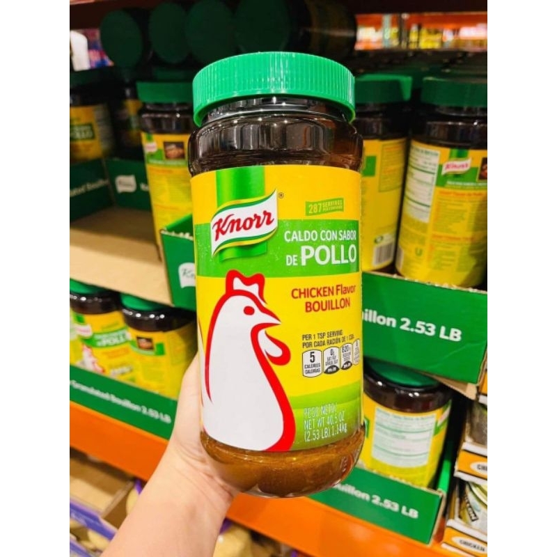 Hạt nêm Knorr Gà 1.14kg mẫu mới của Mỹ Chicken Flavor Bouillon