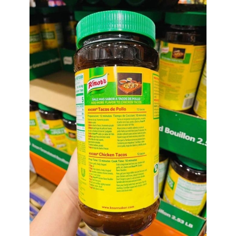 Hạt nêm Knorr Gà 1.14kg mẫu mới của Mỹ Chicken Flavor Bouillon