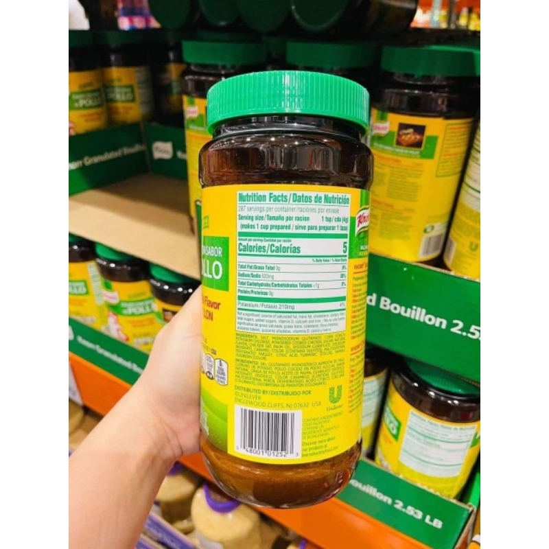 Hạt nêm Knorr Gà 1.14kg mẫu mới của Mỹ Chicken Flavor Bouillon