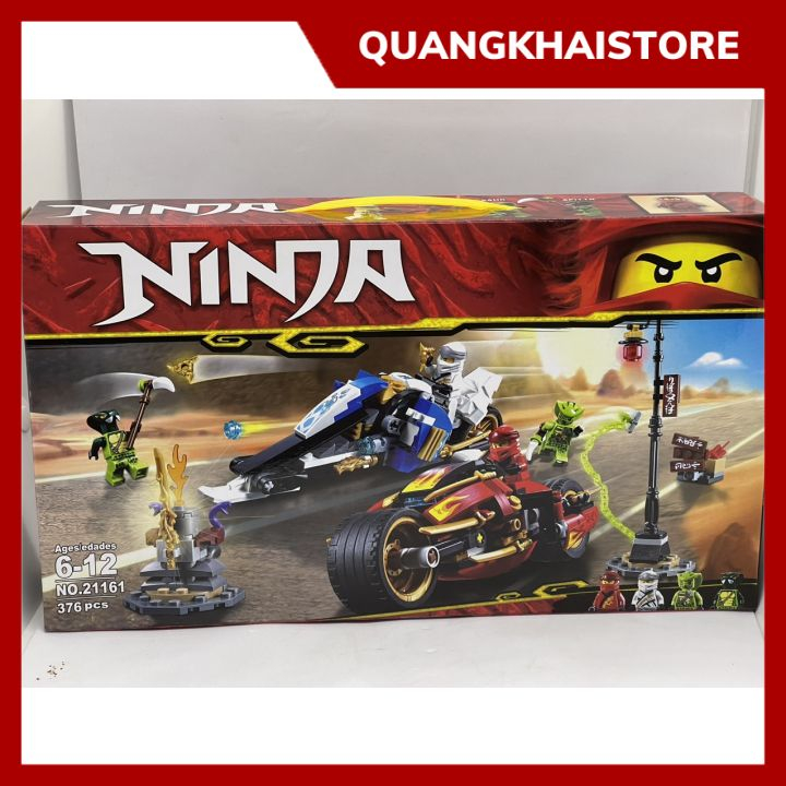 Đồ chơi ghép ninja lắp ráp siêu xe máy moto lưỡi đao của Kai và xe trượt tuyết của Zane xếp hình No. 21161