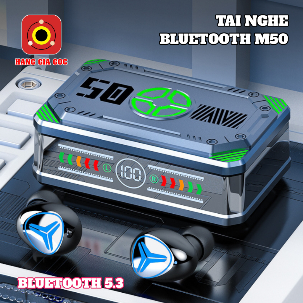 Tai Nghe Không Dây M50 Bluetooth 5.3 - Chất Lượng, Âm Thanh Nổi, Chống Nước Cao Cấp, Loại Bỏ Tiếng Ồn Có Micro HD