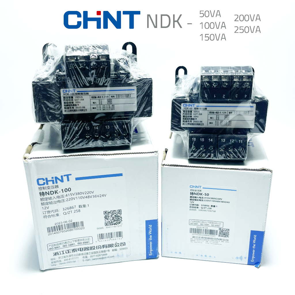 Biến áp cách ly NDK CHINT 50~250VA  Đầu Vào : 416/380/220, Đầu Ra : 220/110/48/36/24/12/0