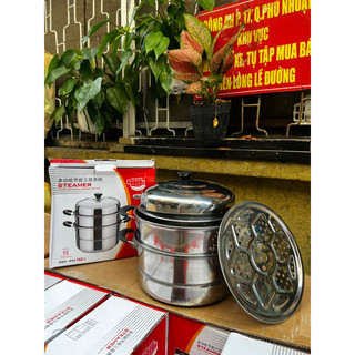 Nồi hấp inox 3 tầng cao cấp 28cm dùng đễ nấu canh, nấu lẩu, hấp bánh, nấu xôi, hấp gà