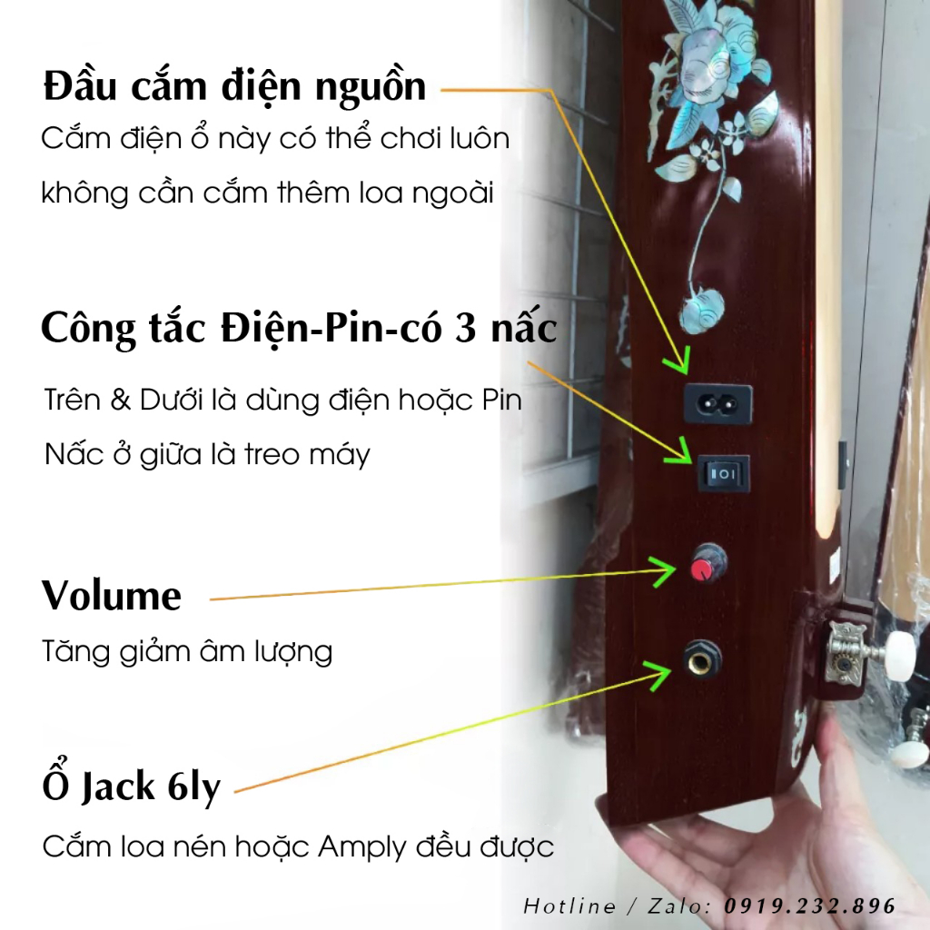 Đàn Bầu Điện Gấp Cho Người Mới Chơi - Tặng móng gảy và dây sơ cua
