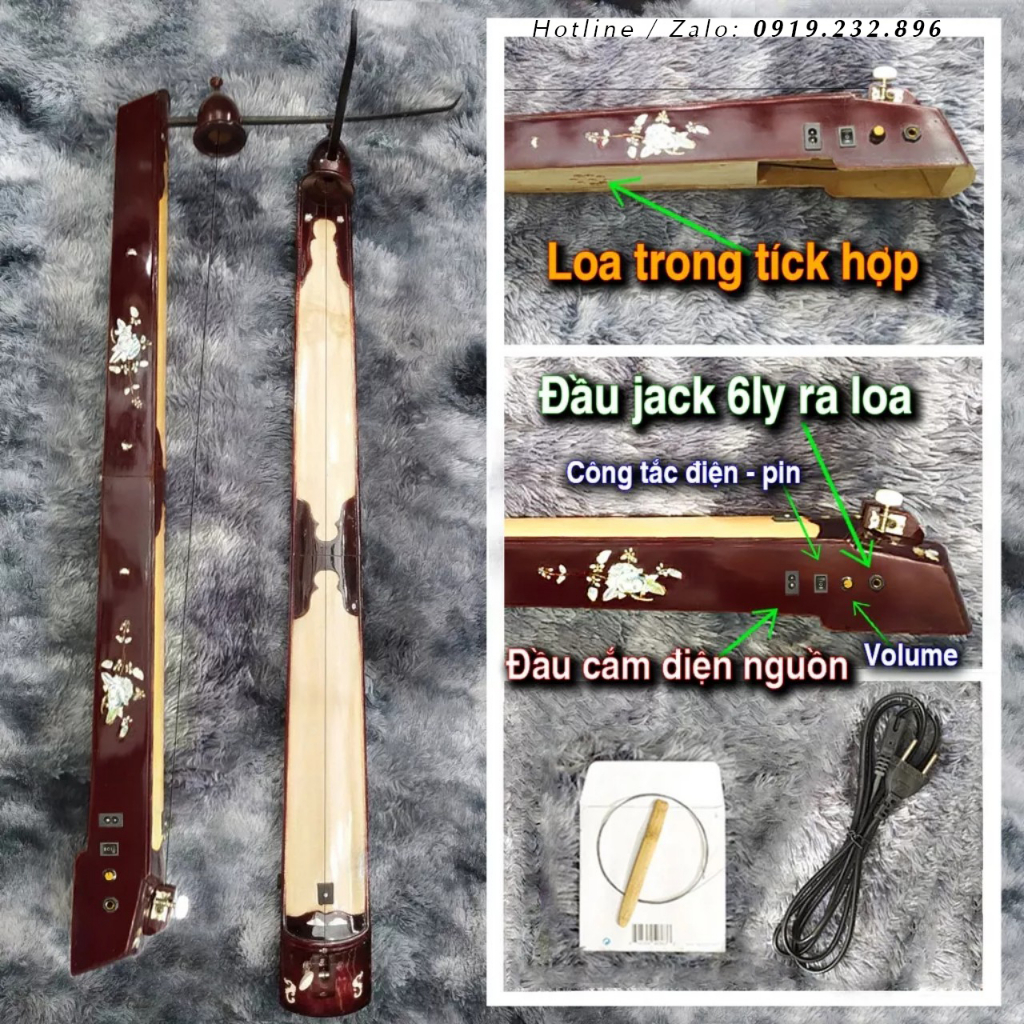 Đàn Bầu Điện Gấp Cho Người Mới Chơi - Tặng móng gảy và dây sơ cua