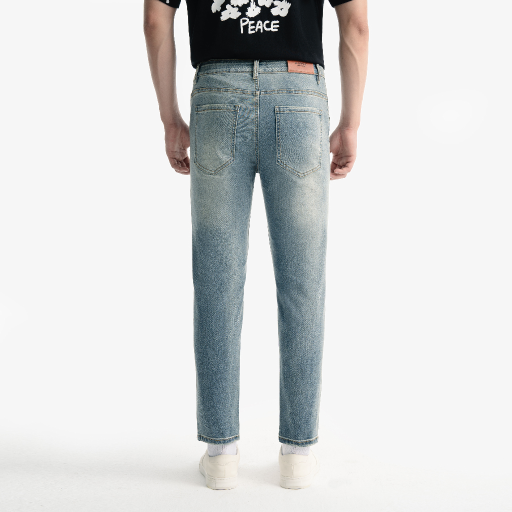 Quần jean nam ROWAY Fullbox, vải denim co giãn nhẹ, form slim | Jean xánh rách