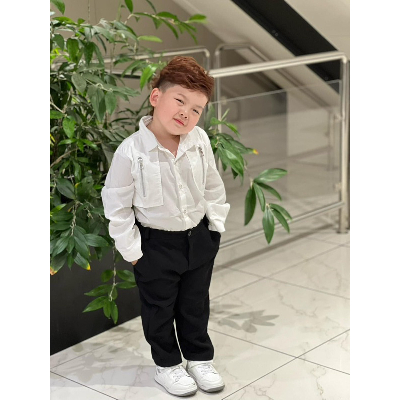 Bộ sơ mi túi siêu mịn đẹp cho bé trai