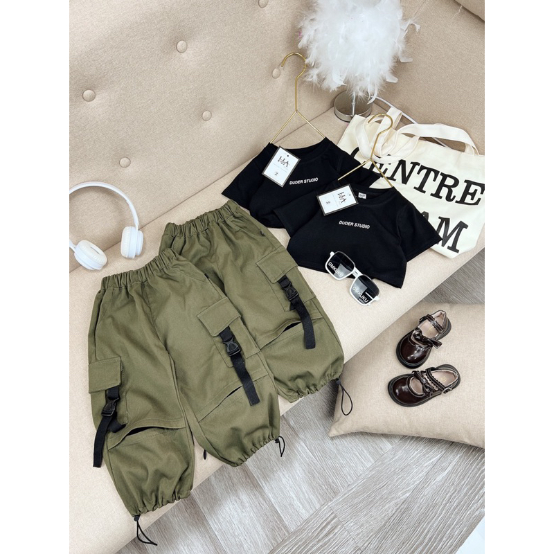 Bộ quần túi hộp sành điệu cho bé gái