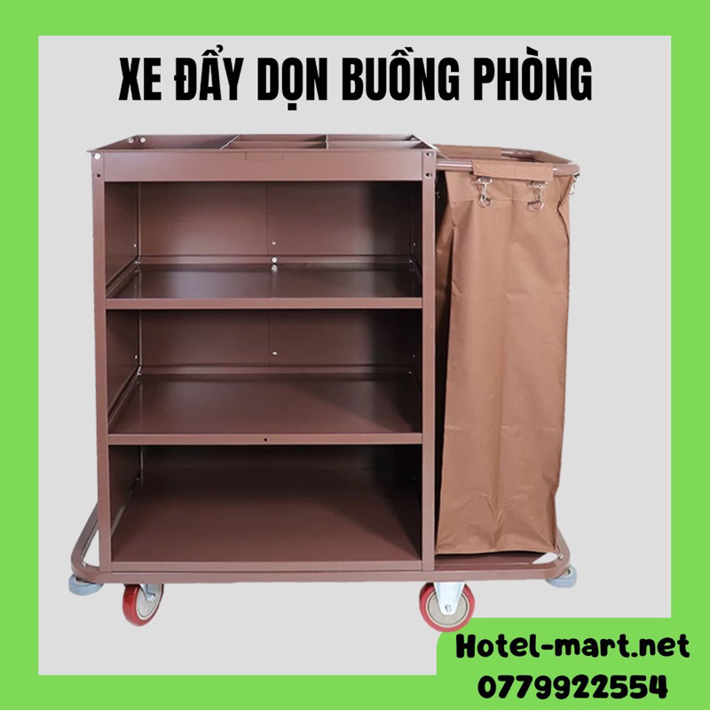 XE ĐẨY DỌN PHÒNG KHÁCH SẠN 1 TÚI, XE LÀM BUỒNG PHÒNG THÉP PHUN SƠN TĨNH ĐIỆN