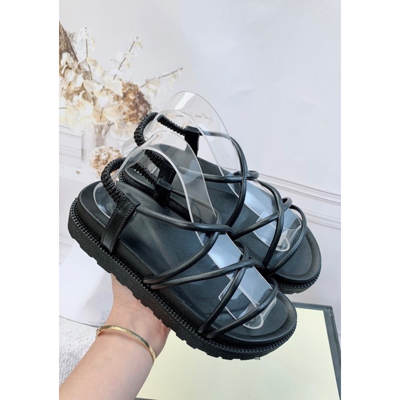 Giày sandal nữ quai chéo mảnh đế bánh mì 4cm, đi học, đi mưa, đi du lịch siêu xinh, mang êm
