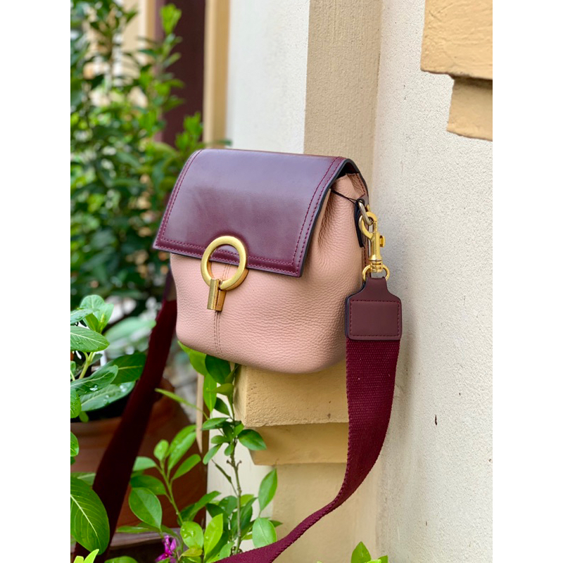 Túi Vintage đeo vai/chéo - Màu mận, quai dù, d/a thiệt