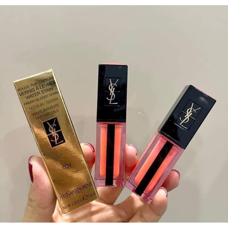 Son kem YSL Vernis a Levres Water Stain 604 fullsize fullbox.Tone cam đào