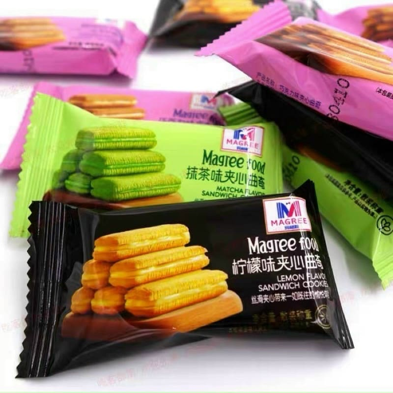 Combo 500g Bánh quy kẹp kem MAGREE FOOD vị Trà xanh , Sữa chua, Socola, chanh, xoài,Chanh leo thơm ngon