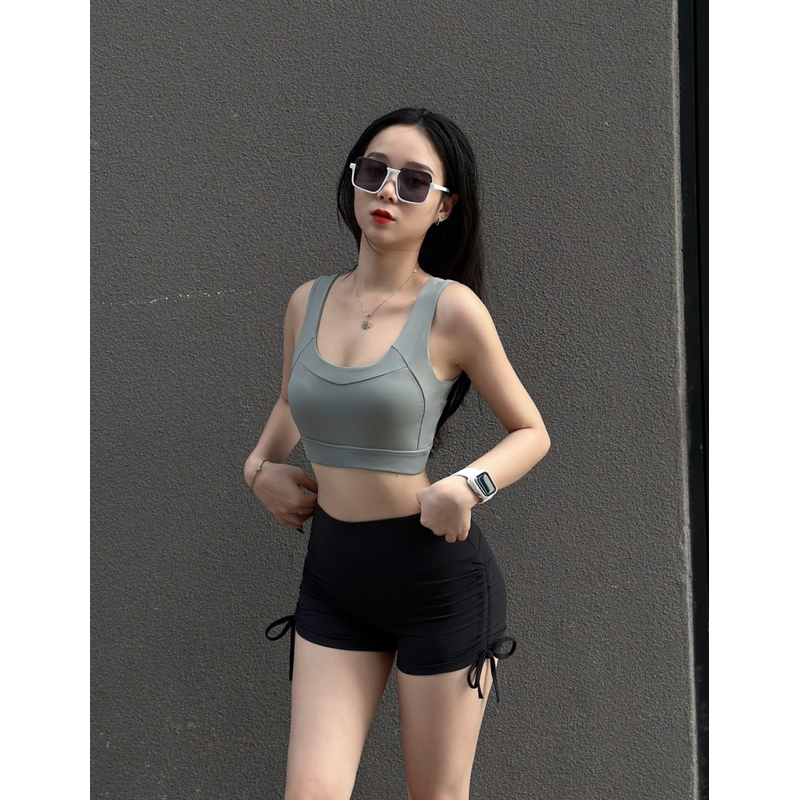 Áo croptop bra kèm mút tập gym yoga aerobic chất co giãn thấm hút mồ hôi