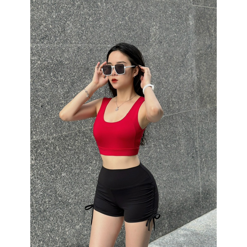 Áo croptop bra kèm mút tập gym yoga aerobic chất co giãn thấm hút mồ hôi