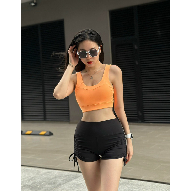 Áo croptop bra kèm mút tập gym yoga aerobic chất co giãn thấm hút mồ hôi